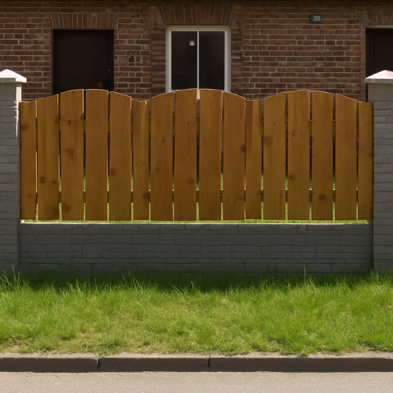 ogrodzenie betonowo-drewaniane wykonane przez firme jar-bet jarosław trzaskowski koło więcborka